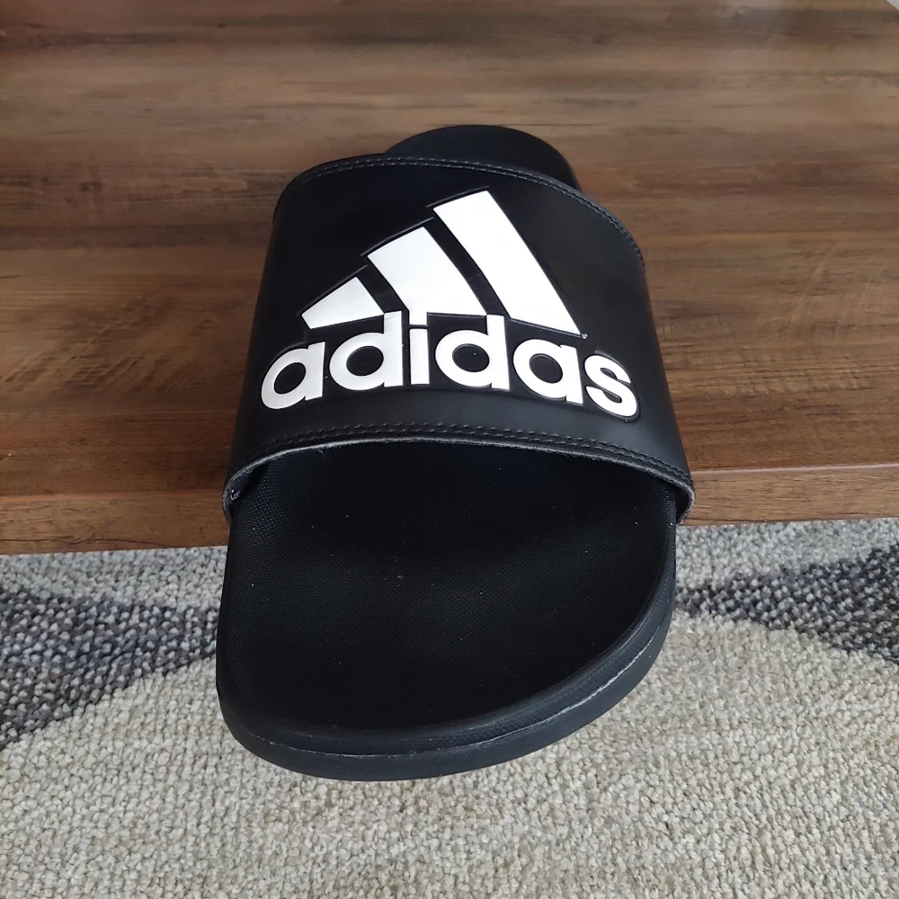 Adidas Adilette Comfort Slides, Men's Size 17, Black/White